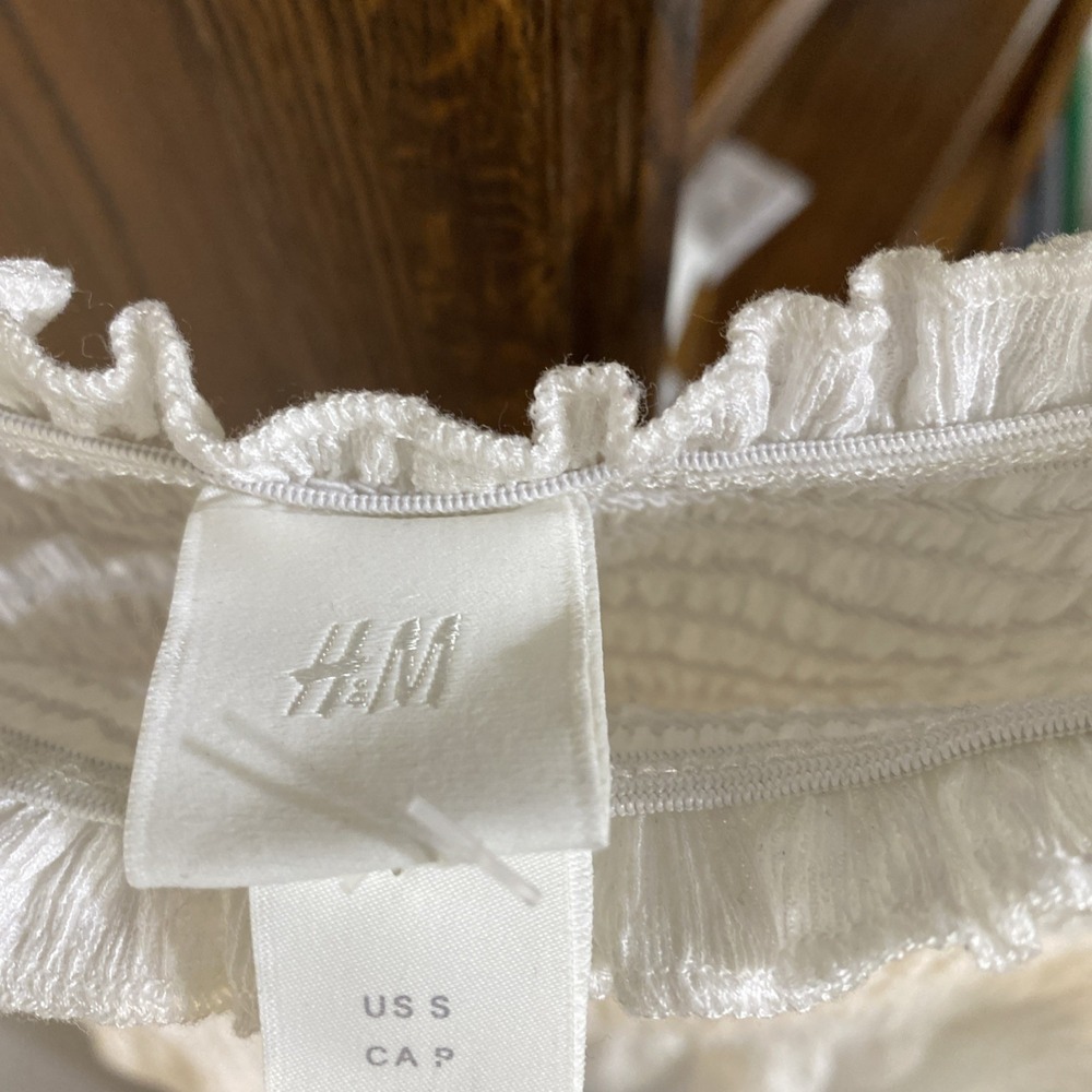 H&M Scalloped Midi Dress Adjustable Spaghetti Straps Size S, White - Picture 6 of 10